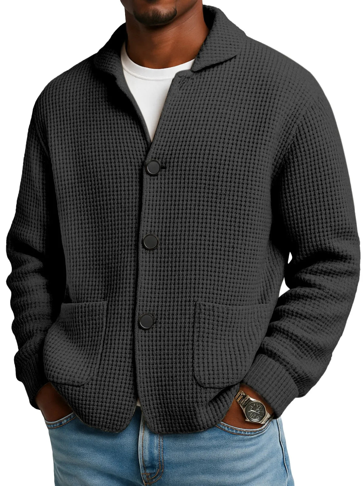 Autumn And Winter Solid Color Stand Collar Knitted Sweater Jacket