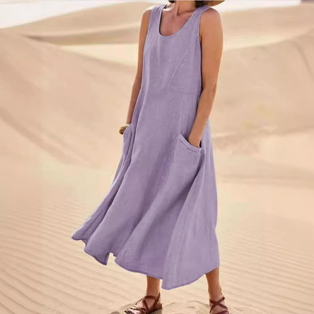 🔥 Promotion 49% OFF 🔥Women's Sleeveless Cotton Dress- Buy 2 Free Shipping