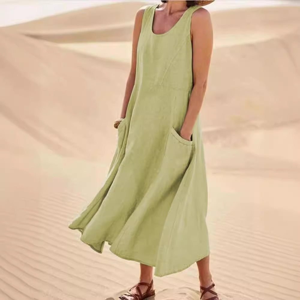 🔥 Promotion 49% OFF 🔥Women's Sleeveless Cotton Dress- Buy 2 Free Shipping