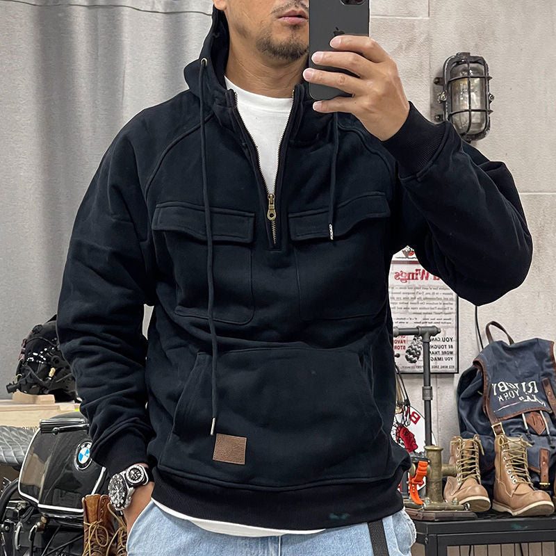 Last Day 70% Off - Men's Loose Fit Half Zip Sweatshirt Hoodie