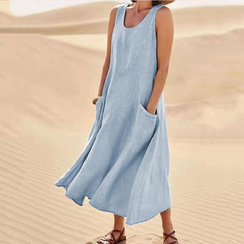 🔥 Promotion 49% OFF 🔥Women's Sleeveless Cotton Dress- Buy 2 Free Shipping