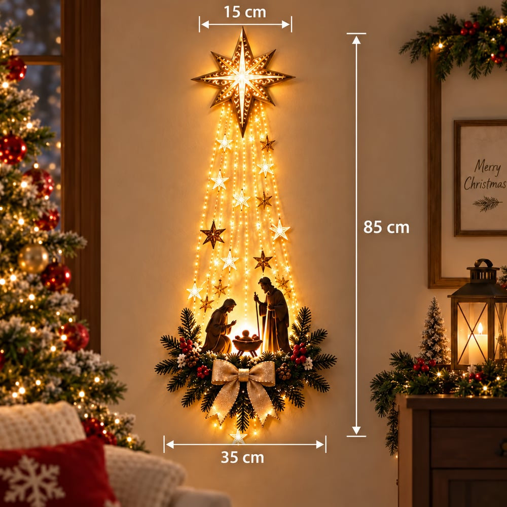 ✝️ Bethlehem Star of Faith – Lighted Nativity Wall Decor