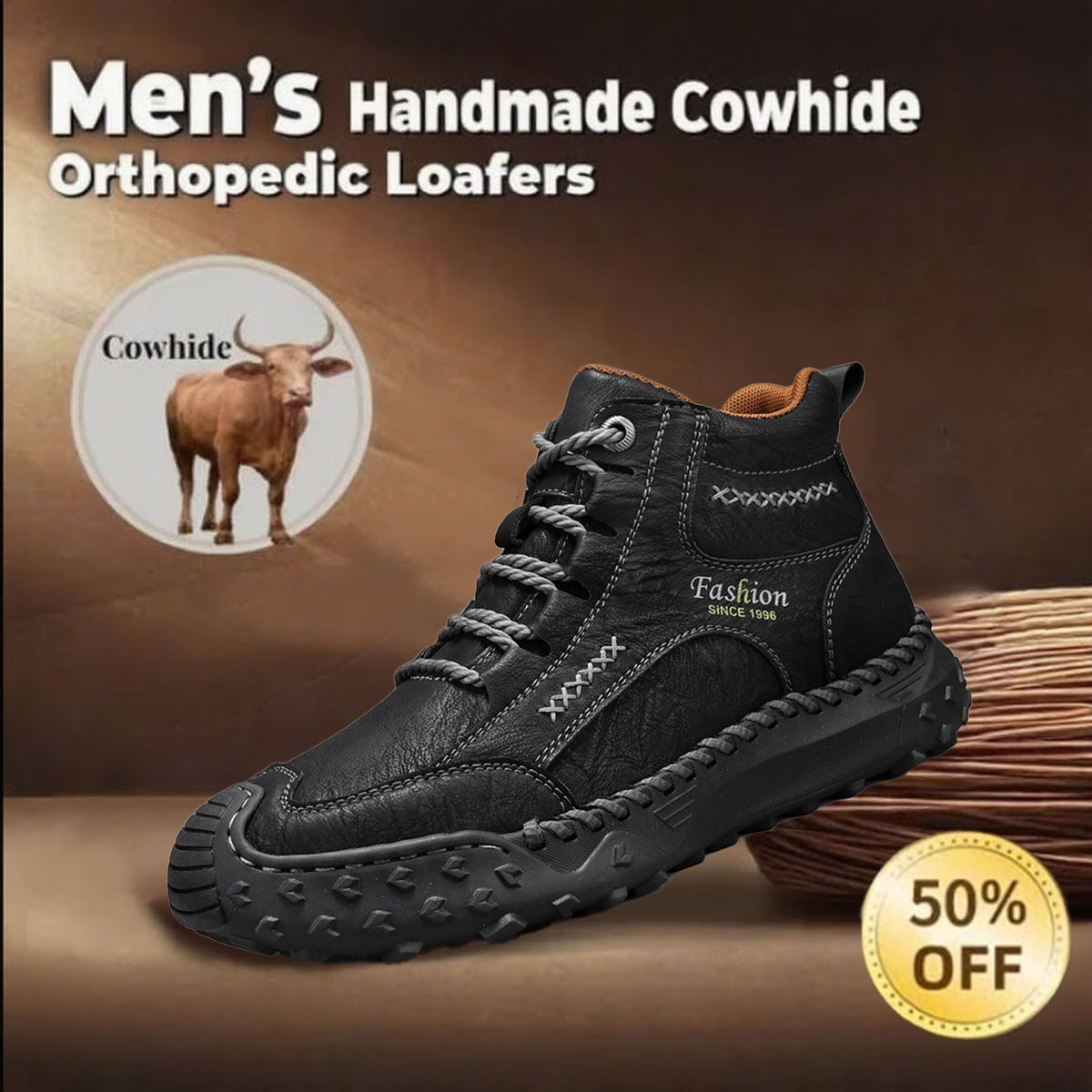 🔥Hot-selling recommendations 50% off today only🔥Men's genuine leather non-slip corrective shoes to relieve walking pain
