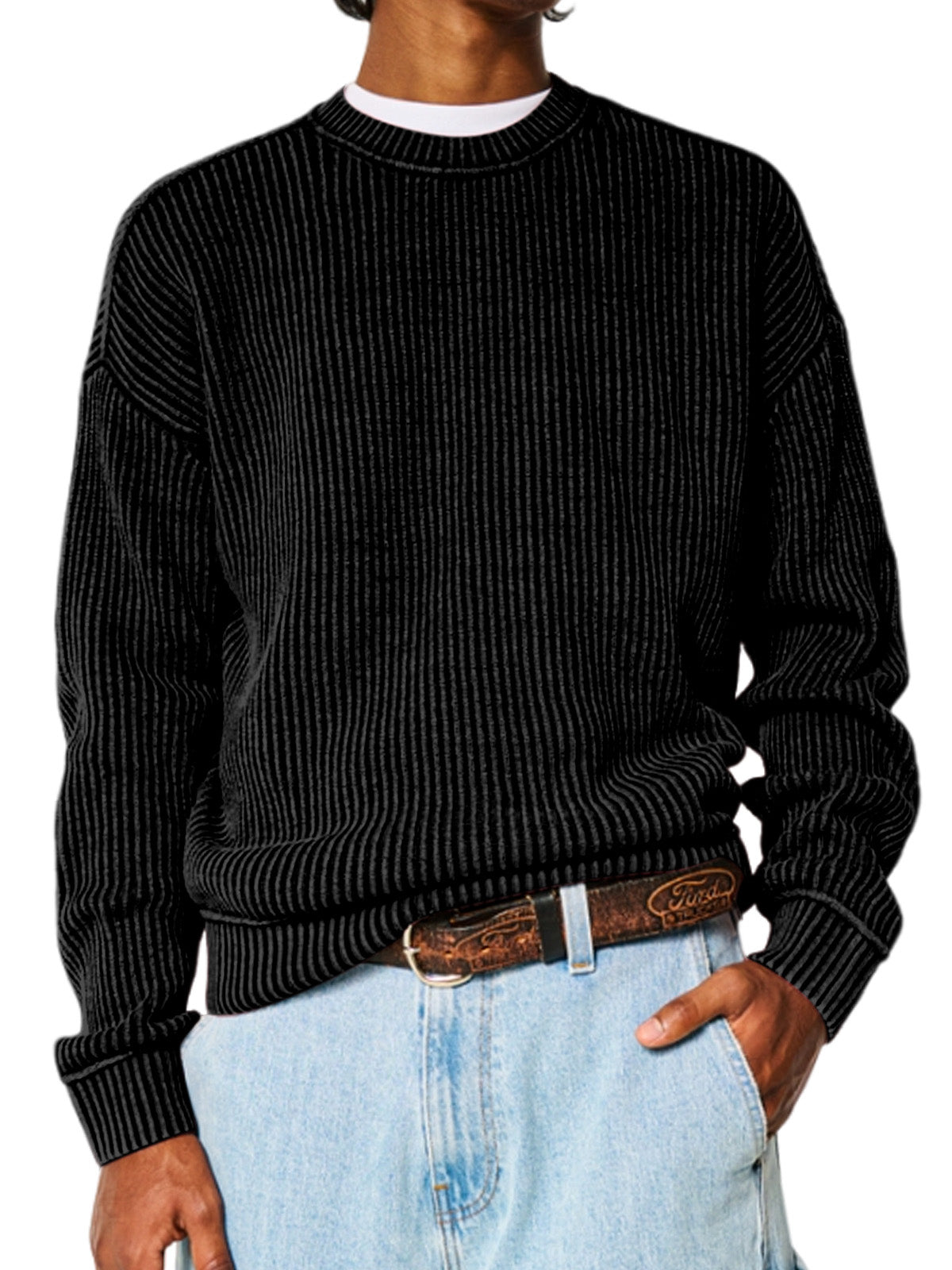 Men's Solid Color Crew Neck Sweater