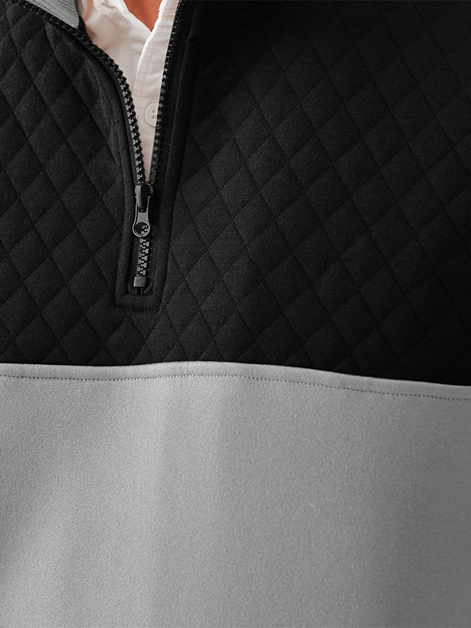 Men's Fashionable Color Block Half Zip Outdoor Casual Sweatshirt