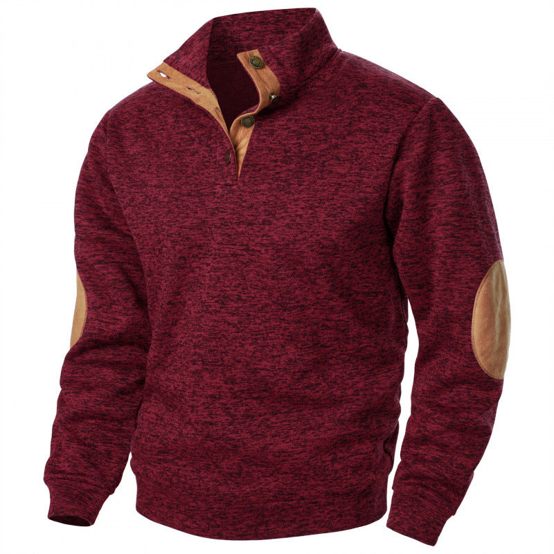 New Men's Stand Collar Joint Stitching Casual Jacquard Cardigan Sweater
