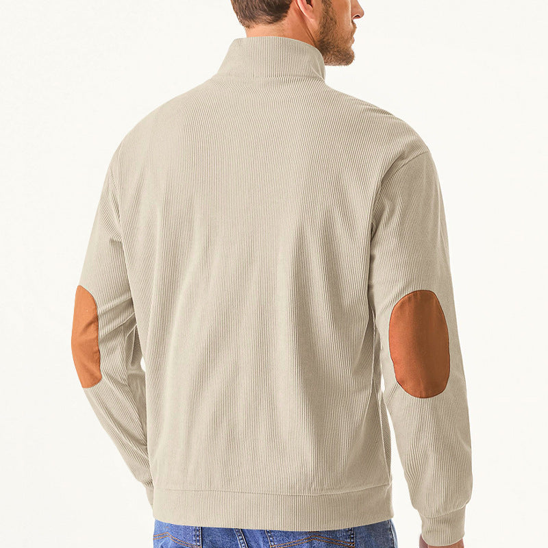Men's Casual Long Sleeve Stand Collar Pullover Sweatshirts With Pocket