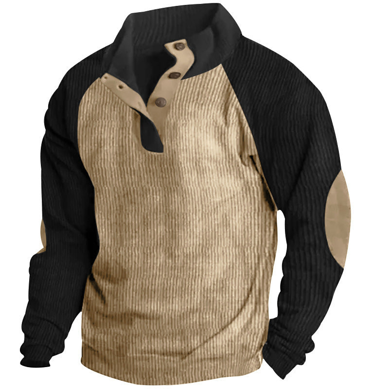 Gentleman's Outdoor Raglan Sleeves Casual Stand Collar Sweatshirt
