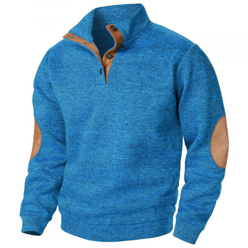 New Men's Stand Collar Joint Stitching Casual Jacquard Cardigan Sweater