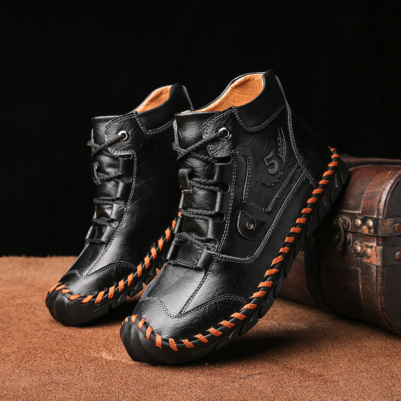 (🔥CLEARANCE SALE - 70% OFF)-Stitched Hand-Sewn Embossed Cowhide Medical Shoes - Relieve Soreness