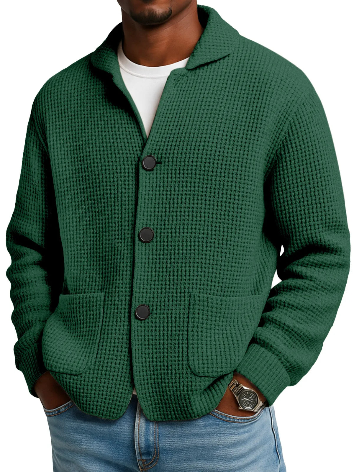 Autumn And Winter Solid Color Stand Collar Knitted Sweater Jacket