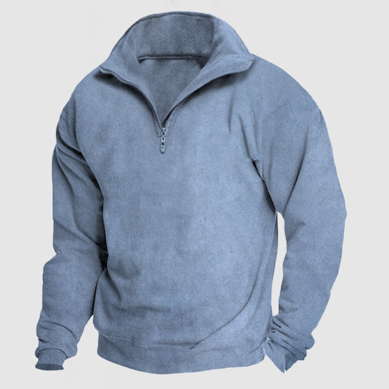 Men's Casual Loose Zipper Suede Pullover Hoodie