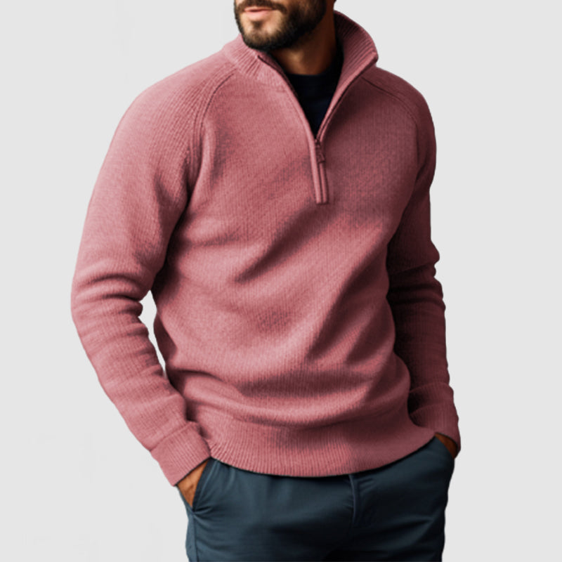 Men's Stand Collar Zipper Cashmere Basic Sweater