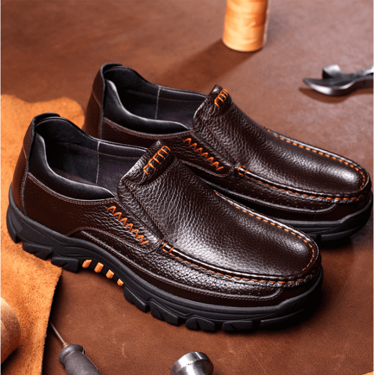 ⏰Limited Time Offer--40% OFF 🎉 Mens Waterproof Non Slip Soft Insole Genuine Leather Shoes