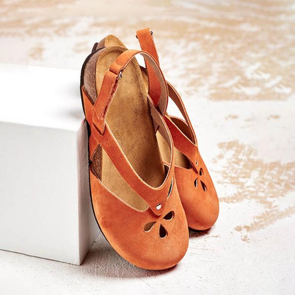 Women's Retro Velcro Cutout Flat Sandals