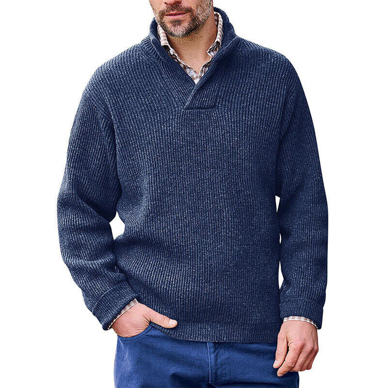 Men's knit jumper V-neck solid color sweater men's sweater
