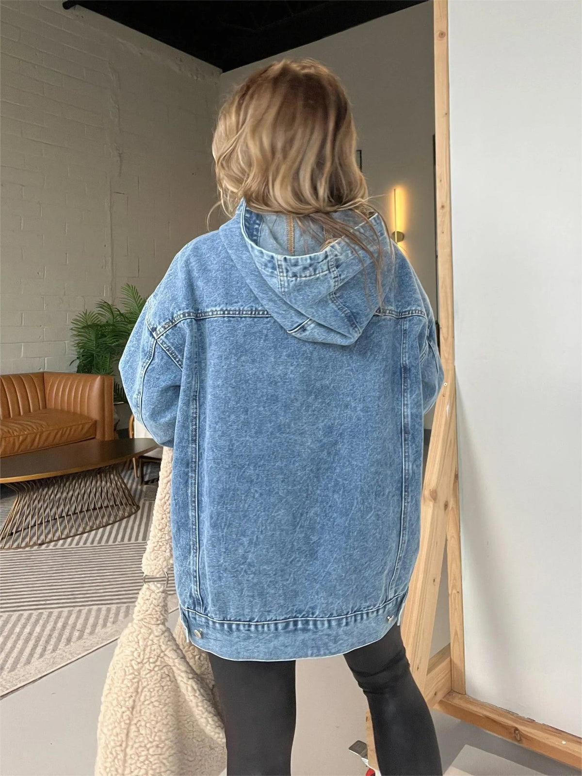 ⏰FALL SALE-DENIM HOODED SWEATSHIRT WITH FRONT POCKETS