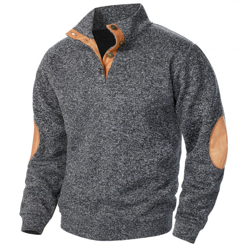 New Men's Stand Collar Joint Stitching Casual Jacquard Cardigan Sweater