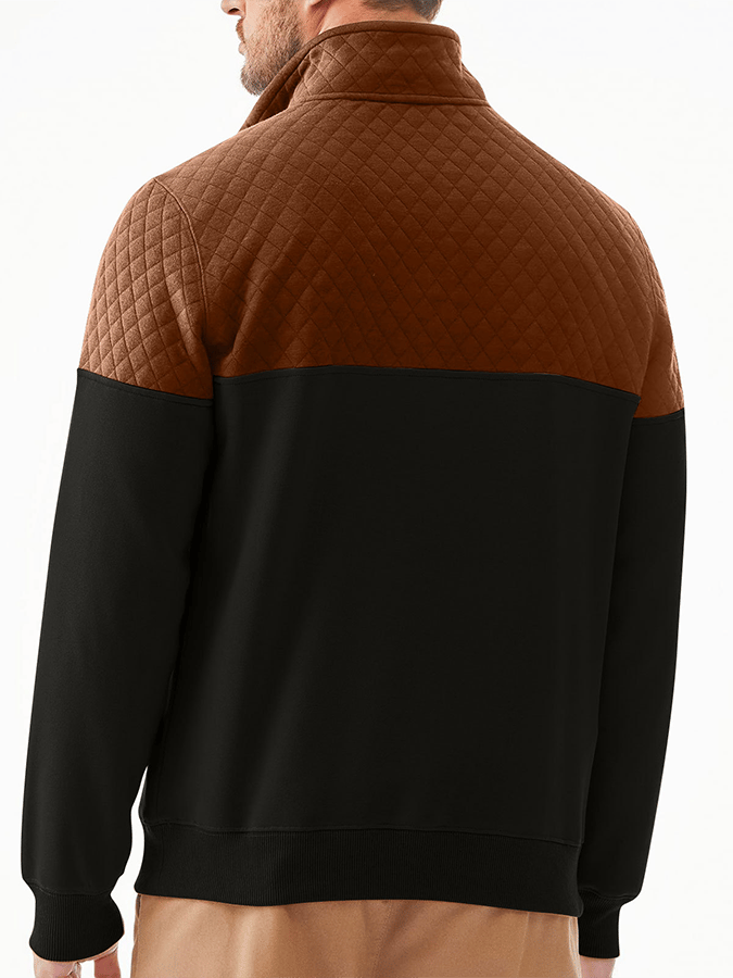 Men's Fashionable Color Block Half Zip Outdoor Casual Sweatshirt