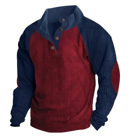 Gentleman's Outdoor Raglan Sleeves Casual Stand Collar Sweatshirt