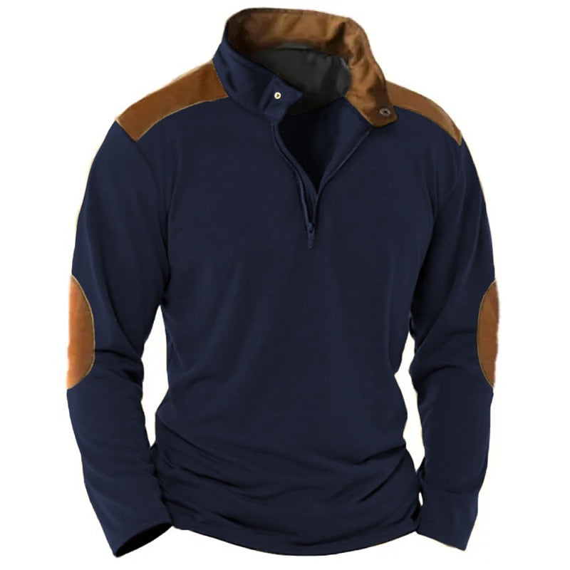Men's Zip Half Shirt Tee Top Long Sleeve Shirt Fashion Designer Basic
