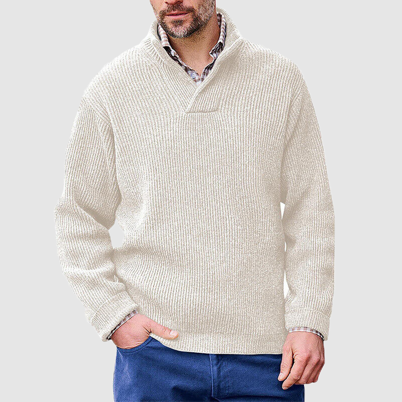 Men's knit jumper V-neck solid color sweater men's sweater