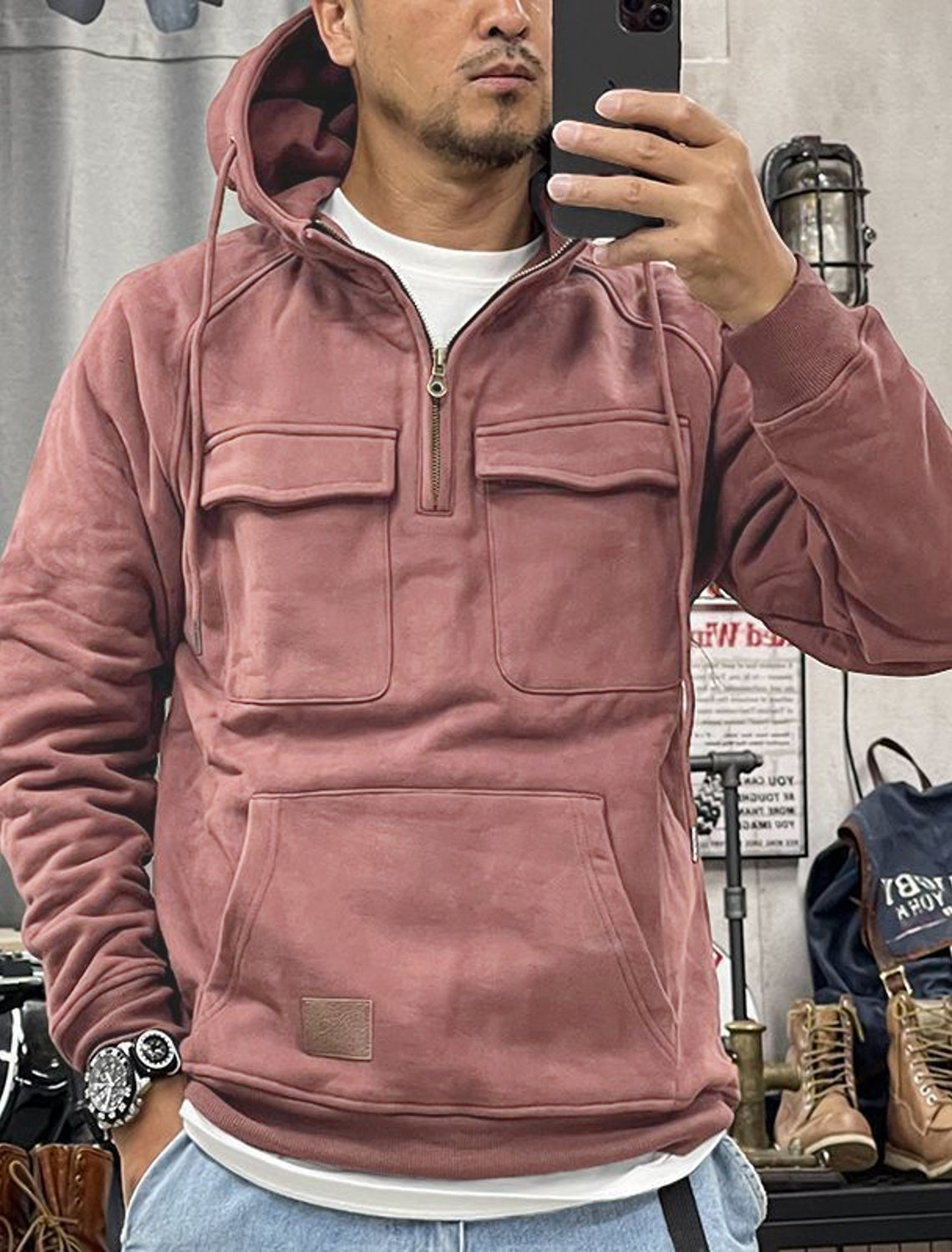 Last Day 70% Off - Men's Loose Fit Half Zip Sweatshirt Hoodie