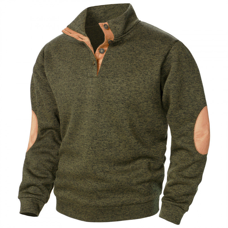 New Men's Stand Collar Joint Stitching Casual Jacquard Cardigan Sweater