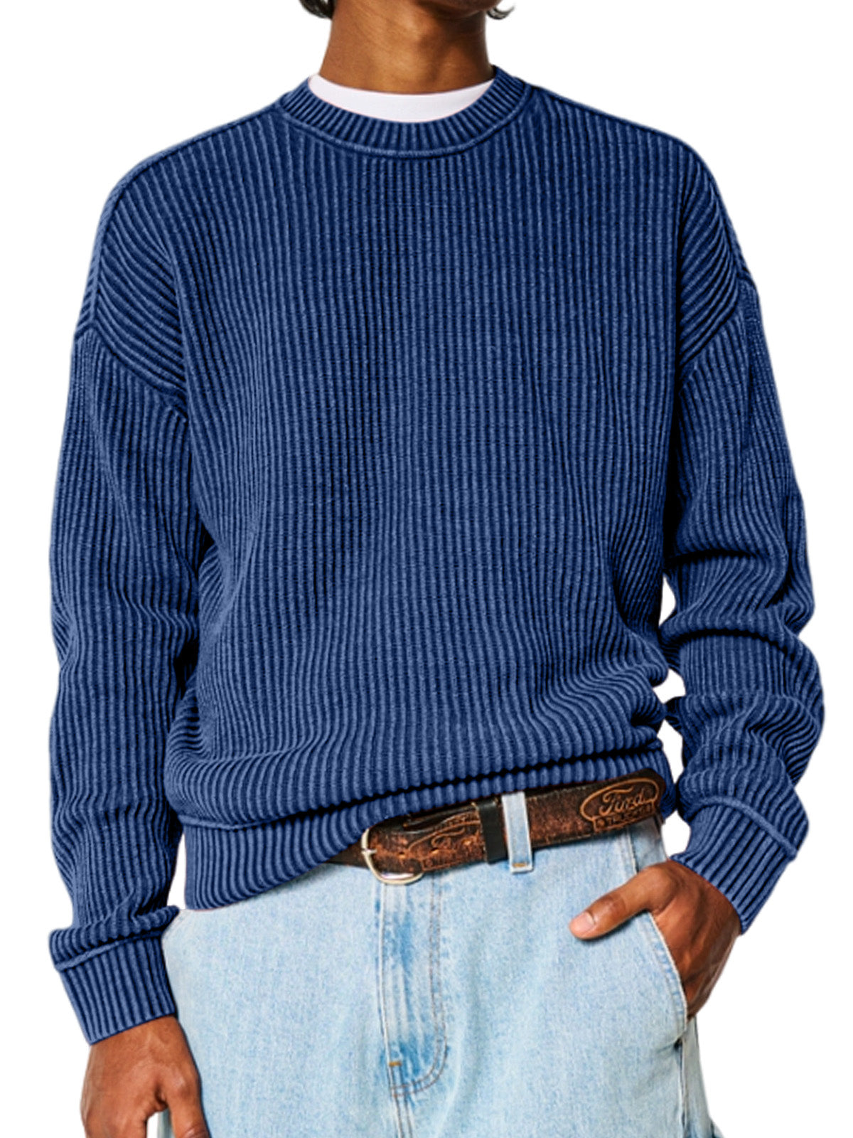 Men's Solid Color Crew Neck Sweater