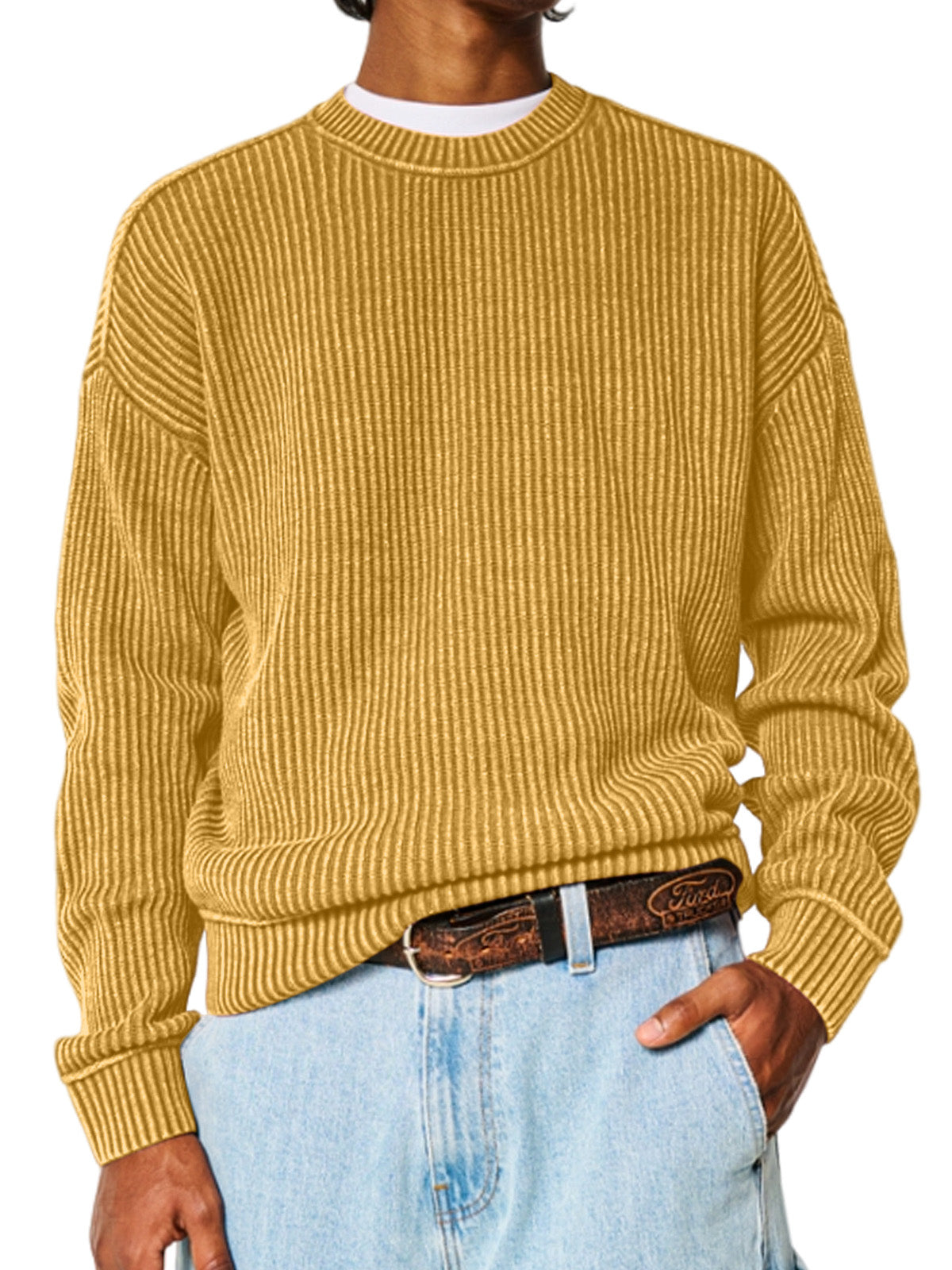 Men's Solid Color Crew Neck Sweater