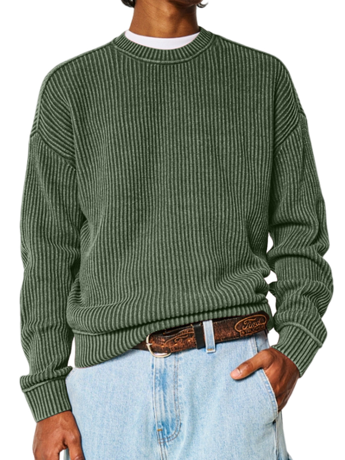 Men's Solid Color Crew Neck Sweater