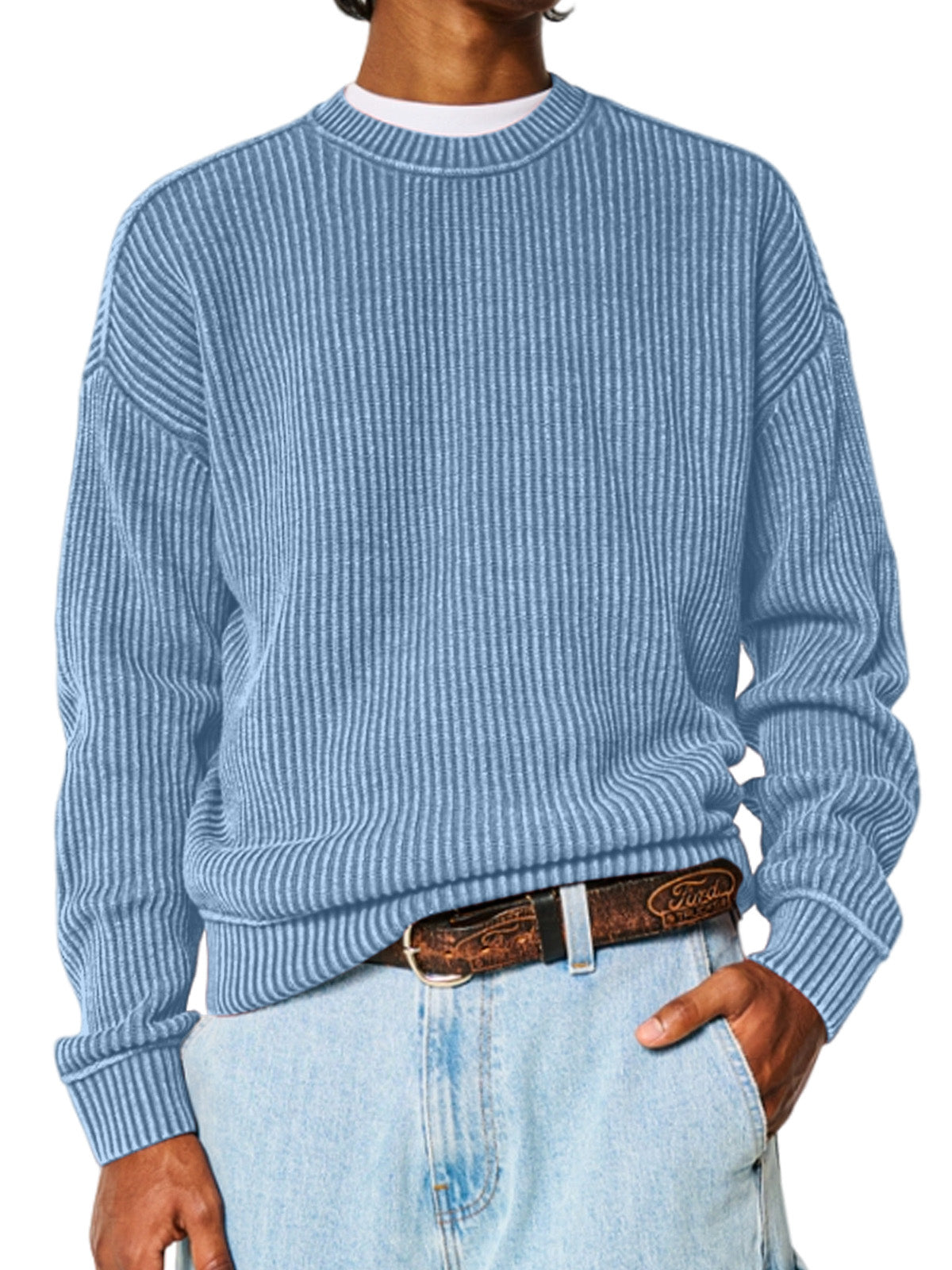 Men's Solid Color Crew Neck Sweater