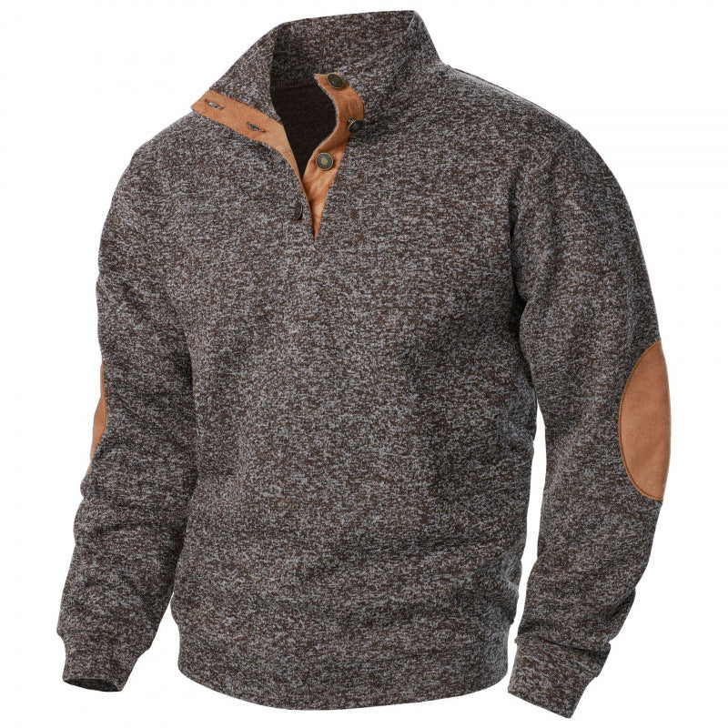 New Men's Stand Collar Joint Stitching Casual Jacquard Cardigan Sweater