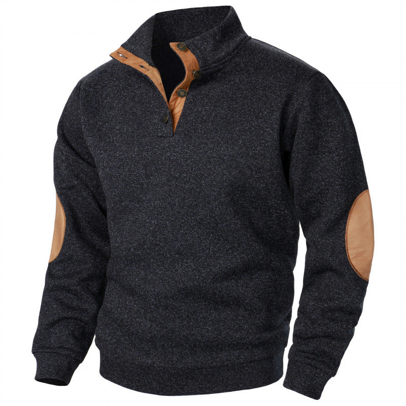 New Men's Stand Collar Joint Stitching Casual Jacquard Cardigan Sweater