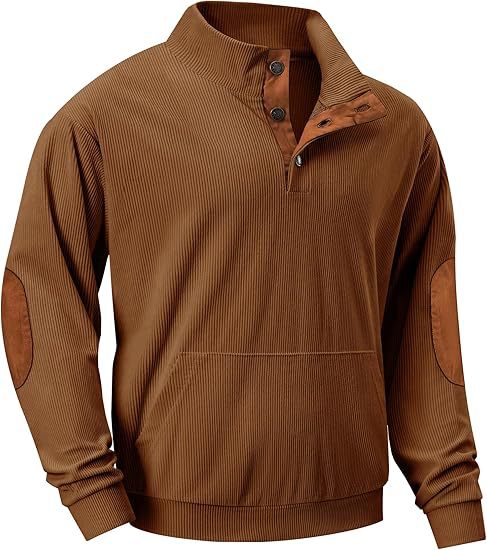 Men's Casual Long Sleeve Stand Collar Pullover Sweatshirts With Pocket