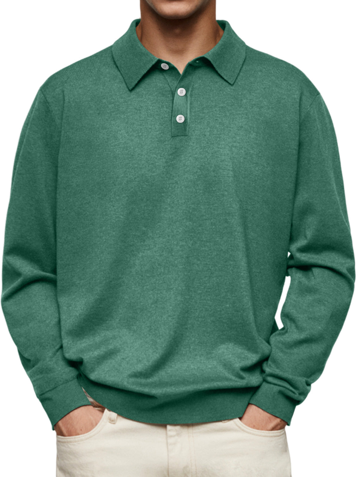 Men's Thin Lapel Button Sweater Casual Solid Color Bottoming Sweater