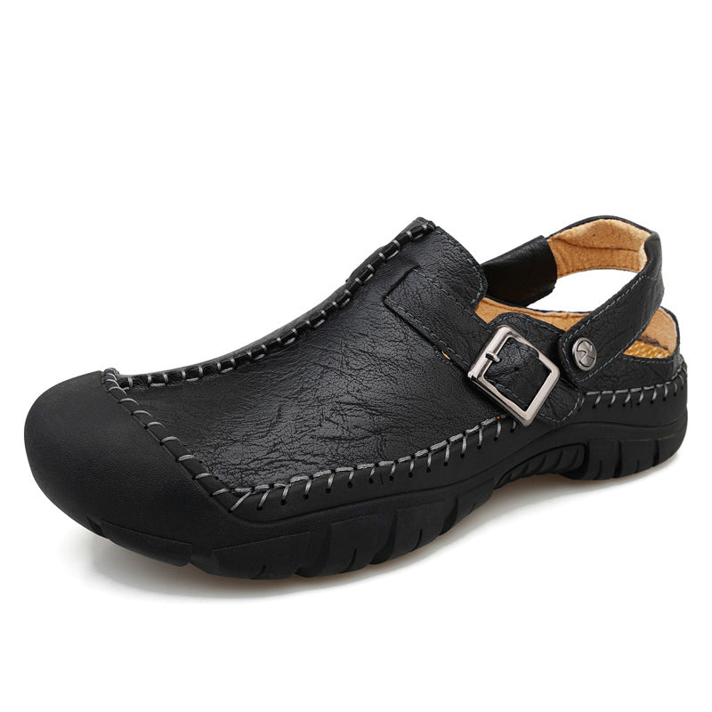 ⏰ Sale 60% off - 2025 New Men's Orthopedic Comfortable Casual Genuine Leather Slippers, Hand-stitched