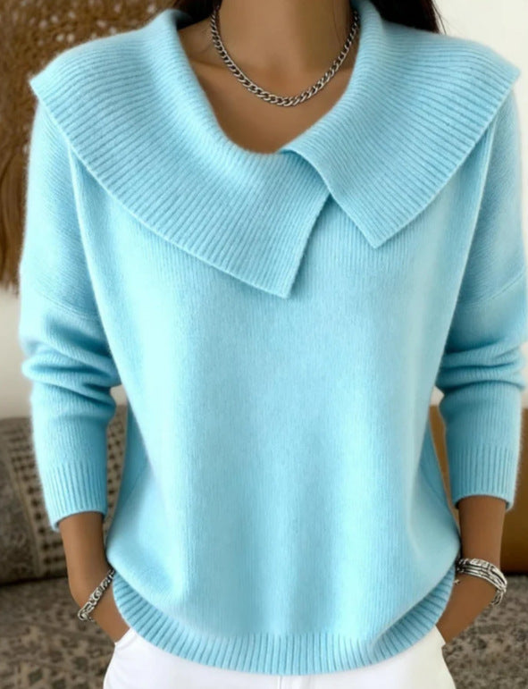 💥 Winter Best-selling - ❄️ Stylish retro 80s style sweater with a fold-over collar, creating a slimming effect