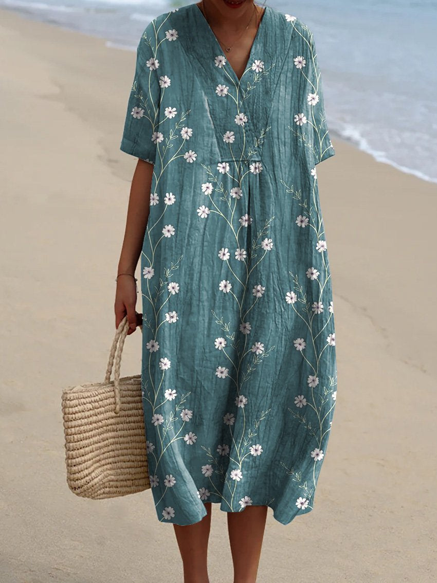 Women's Abstract Pattern Casual Floral Cotton Dress