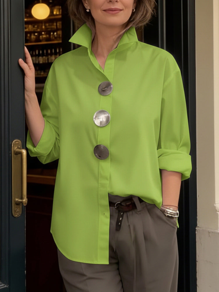 🔥Hot Selling Now!🔥Elegant Stand-collar Metal Buttons Cotton Linen Blouse