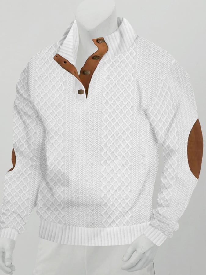 Men's Comfy Outdoor Casual Stand Button Long Sleeve Sweater