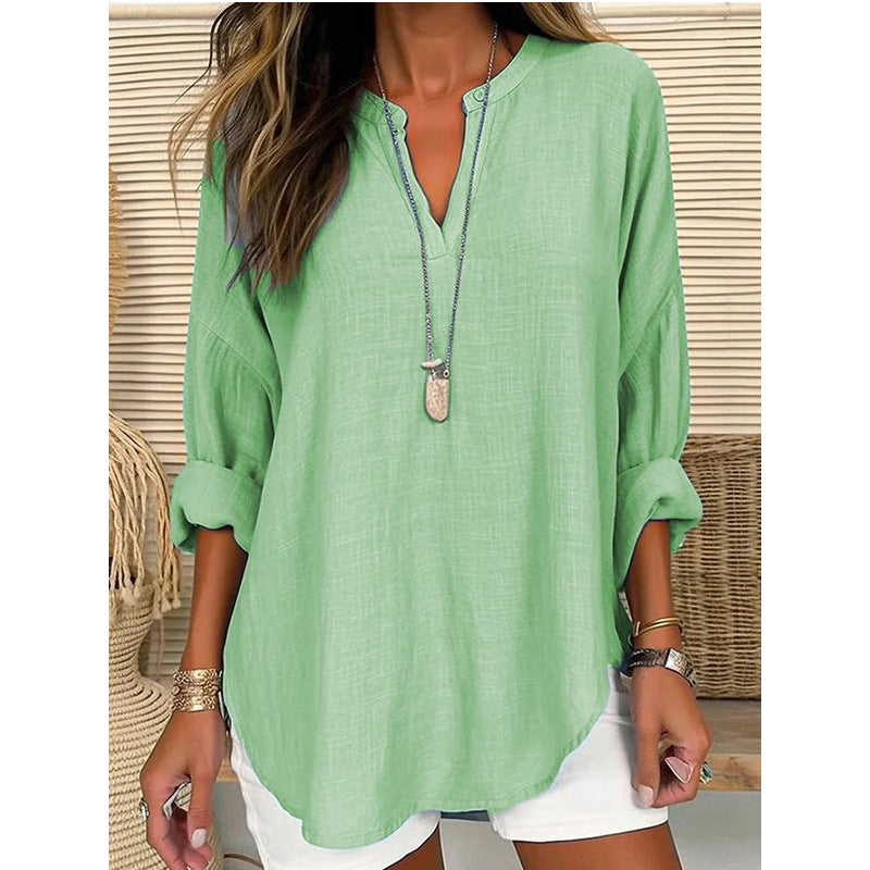 Women's Retro Solid Casual Shirt