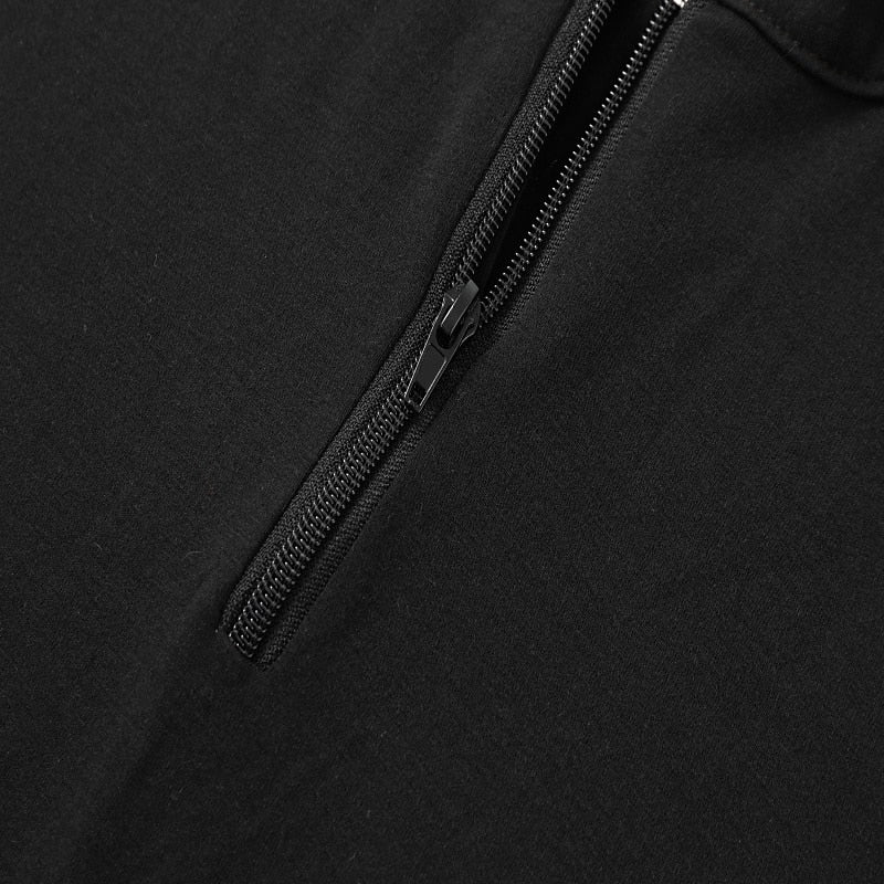 Men's Zip Half Shirt Tee Top Long Sleeve Shirt Fashion Designer Basic