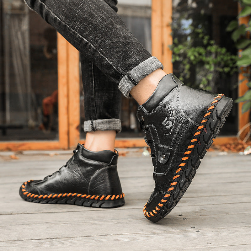 (🔥CLEARANCE SALE - 70% OFF)-Stitched Hand-Sewn Embossed Cowhide Medical Shoes - Relieve Soreness