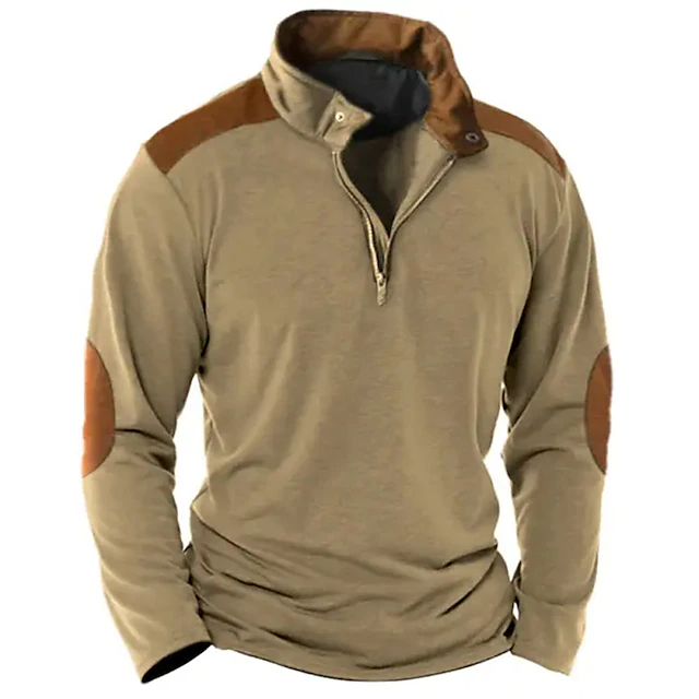Men's Zip Half Shirt Tee Top Long Sleeve Shirt Fashion Designer Basic