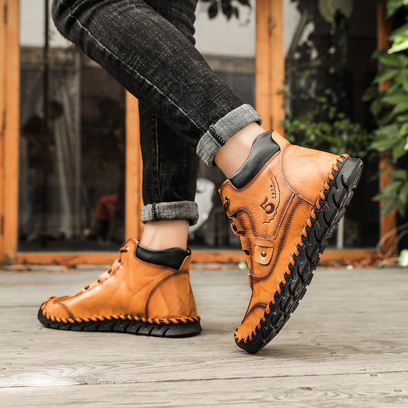 (🔥CLEARANCE SALE - 70% OFF)-Stitched Hand-Sewn Embossed Cowhide Medical Shoes - Relieve Soreness