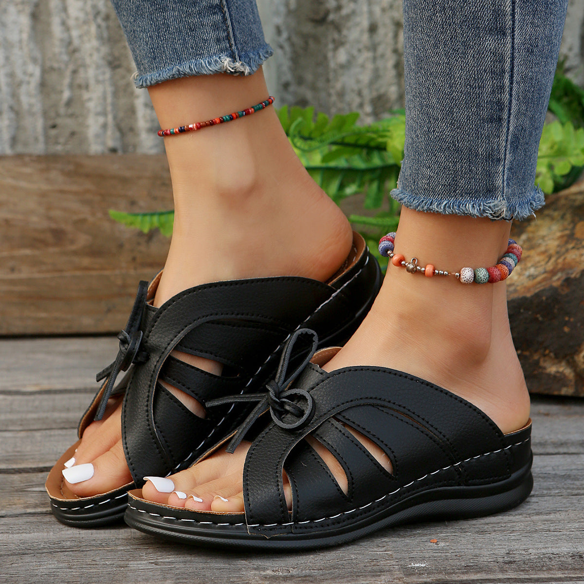 Women Vintage Premium Orthopedic Open Toe Summer Wedges Platform Sandals