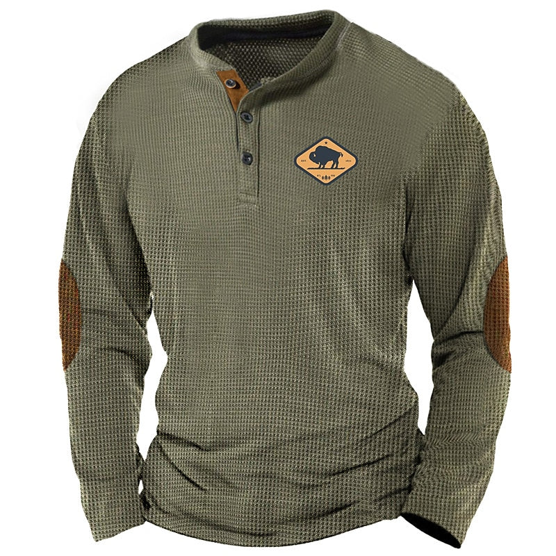 Designer Simple Casual Men's 3D Print Henley Shirt Waffle T Shirt Sports Outdoor Holiday Festival T shirt