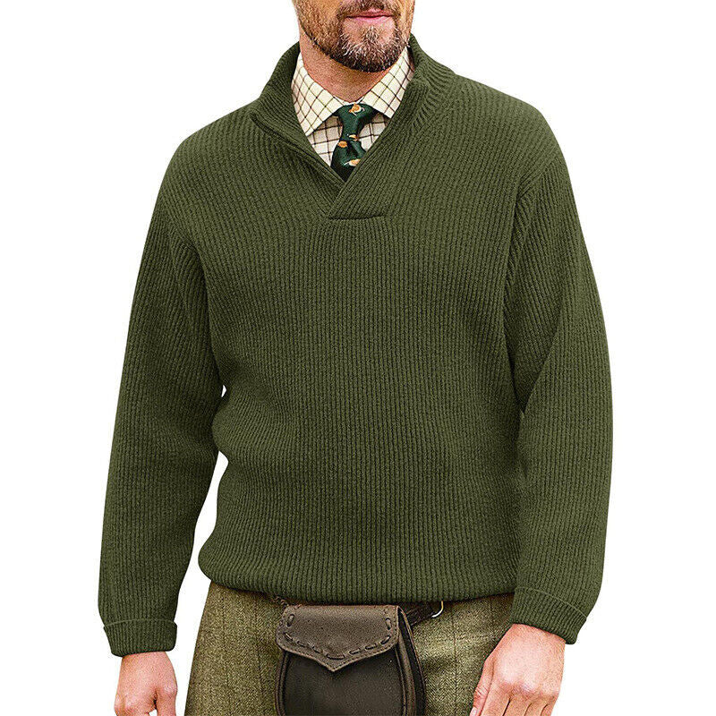 Men's knit jumper V-neck solid color sweater men's sweater