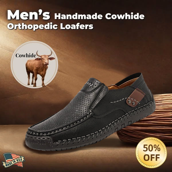 Last day for 50% off 🔥⏱️Christmas sale⏱️🔥Men's calfskin slip-on ⚡ hollow loafers